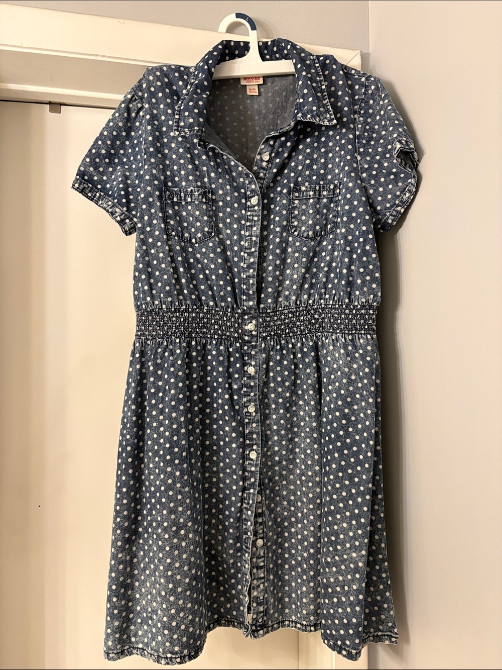 Mossimo Supply Co. Blue Denim Polka Dot Midi Dress